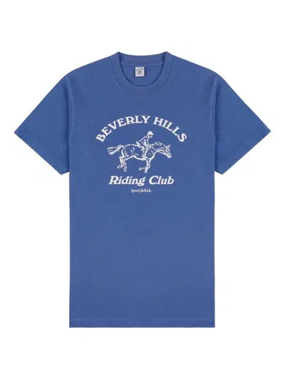 Sporty And Rich Bh Riding Club Graphic-print T-shirt In Blue