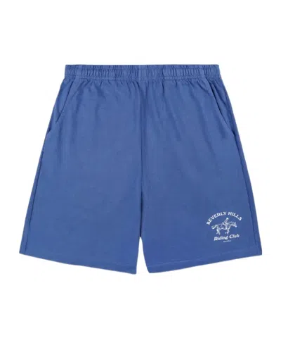 Sporty And Rich Bh Riding Club Graphic-print Shorts In Blue