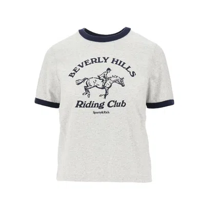 Sporty And Rich 'bh Riding Club' T-shirt In Gray