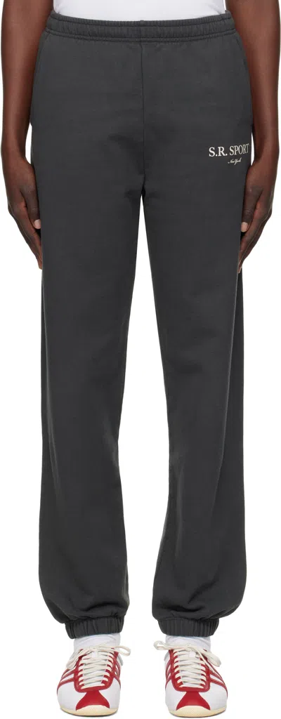 Sporty And Rich Black 's.r. Sport' Sweatpants In 111 Faded Black Crea