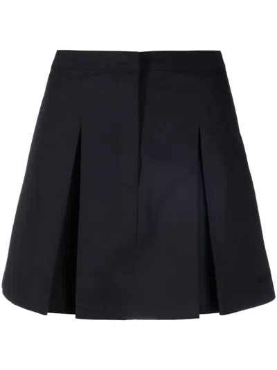 Sporty And Rich Serif Logo Double Pleated Skirt In Black