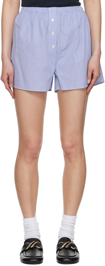 SPORTY AND RICH BLUE & WHITE 'SRC' MINI BOXER SHORTS