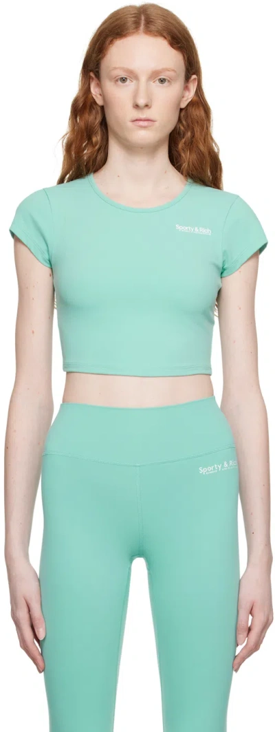 Sporty And Rich Blue Bonded T-shirt In Blue/white