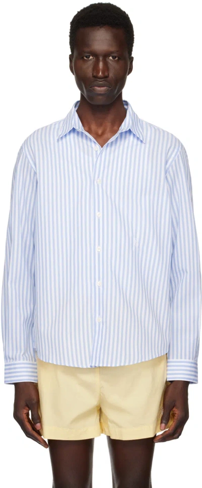 Sporty And Rich Blue 'src' Shirt In White/sky Blue