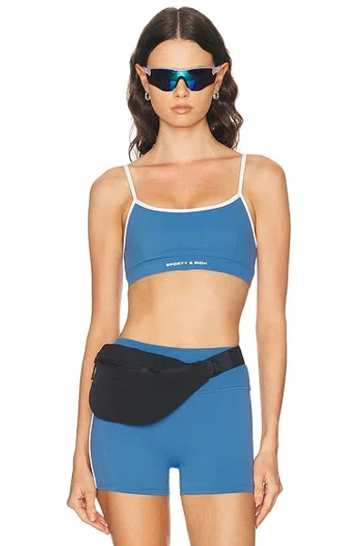 Sporty And Rich Bold Logo Athletic Sports Bra In Blue