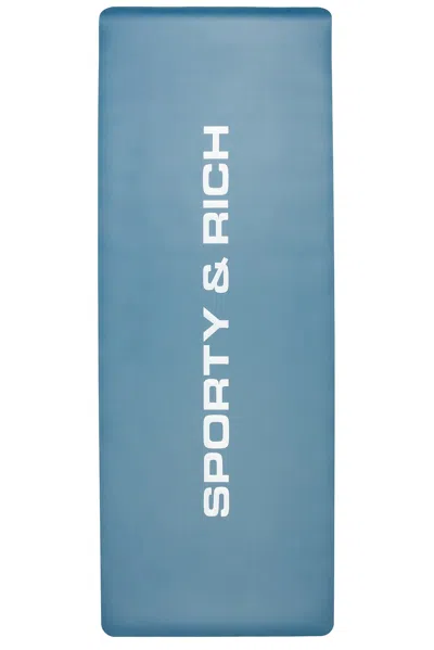 Sporty And Rich Bold Logo Yoga Mat In Dusty Blue & White