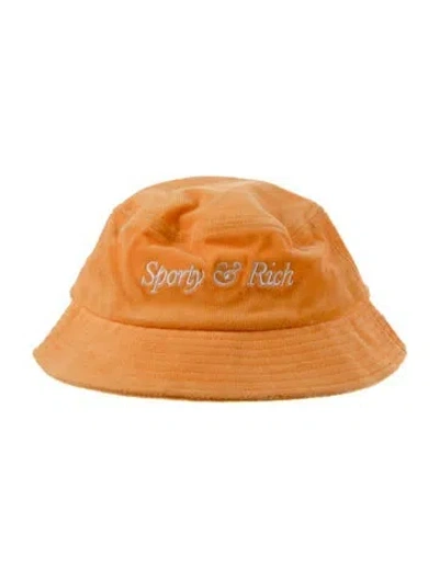 Pre-owned Sporty And Rich Branded Embroidered Bucket Hat In Orange