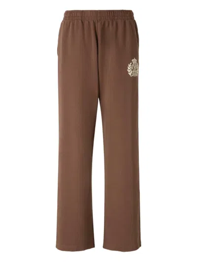 Sporty And Rich Bristol Crest Elasticated-waist Track Pants In Brown