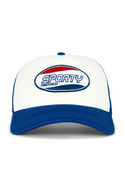 Sporty And Rich Britney Trucker Hat In White & Soda Blue
