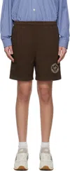 Sporty And Rich Brown 'riding Club' Gym Shorts In 10 Chocolate
