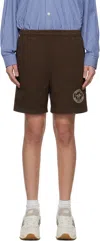 Sporty And Rich Brown 'riding Club' Gym Shorts In Multicolor