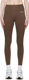 Sporty And Rich Brown Runner Script Leggings In Chocolate