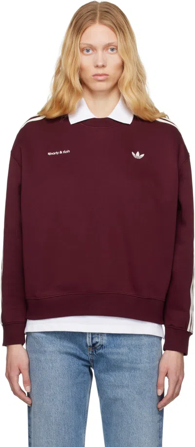 Sporty And Rich Burgundy Adidas Originals Edition Track Sweatshirt In Red
