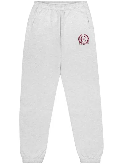 Sporty And Rich C Crest Logo-print Track Pants In Heather Grey