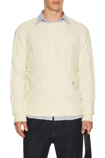 Sporty And Rich Cable Knit Cashmere Sweater In Neutral