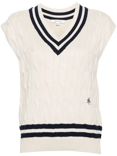 Sporty And Rich Cable-knit Knitted Top In Neutrals