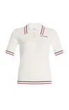 Sporty And Rich Polo Collared Shirt Ribbed Cuffs In White