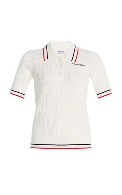 SPORTY AND RICH CABLE-KNIT POLO SHIRT