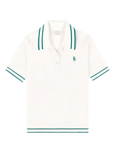 Sporty And Rich Cable-knit Polo Shirt In White