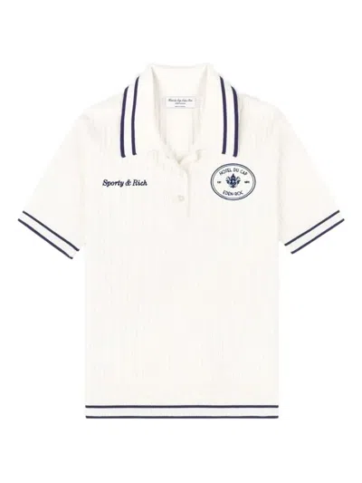 Sporty And Rich Cable-knit Polo Shirt In White
