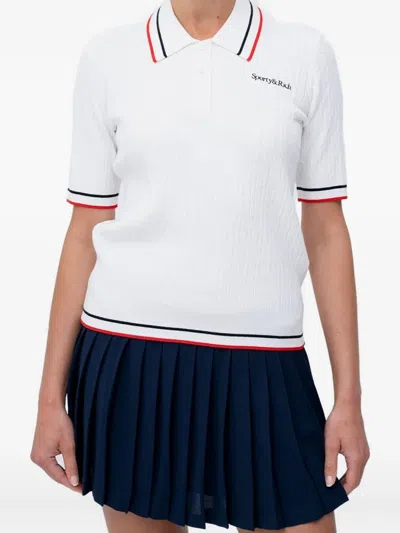 SPORTY AND RICH CABLE-KNIT POLO TOP