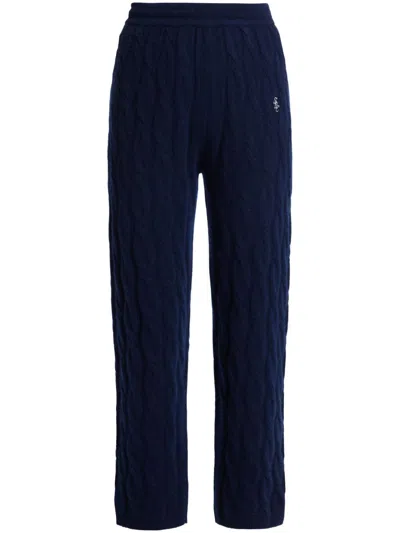 Sporty And Rich Cable-knit Trousers In Blue