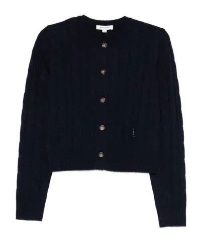 Sporty And Rich Cable-knit Buttoned Cardigan In Blue
