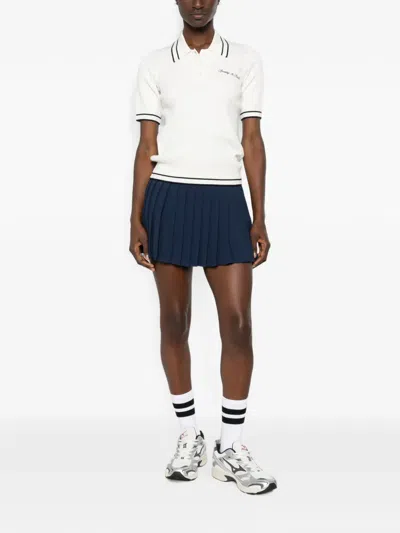 Sporty And Rich Cable-knit Embroidered Polo Shirt In White