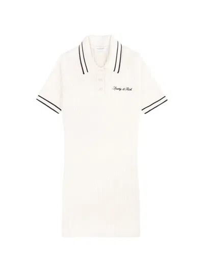Sporty And Rich Cable-knit Polo-collar Mini Dress In Neutral