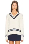 Sporty And Rich Cableknit V Neck Sweater