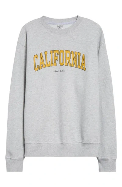 Sporty And Rich Sporty & Rich California Cotton Crewneck Sweatshirt In Heather Gray