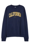 Sporty And Rich Sporty & Rich California Cotton Crewneck Sweatshirt In Navy