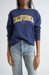 Sporty And Rich Sporty & Rich California Cotton Crewneck Sweatshirt In Navy