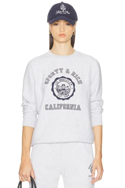 Sporty And Rich California Emblem Soft Crewneck Sweatshirt In Gray