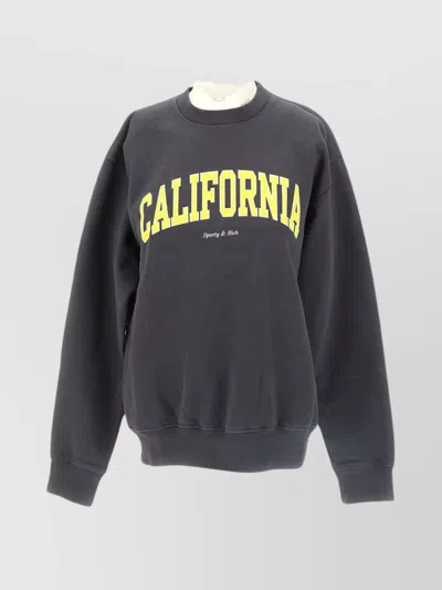 Sporty And Rich California Graphic Crewneck Long Sleeves In Black
