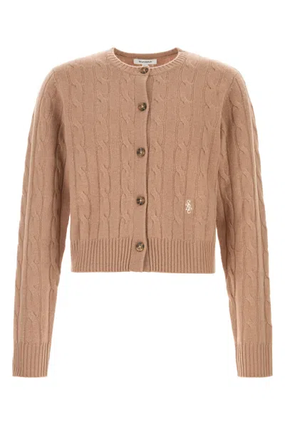 Sporty And Rich Sporty & Rich Camel Cashmere Blend Cardigan In Brown