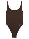 Sporty And Rich Carla Logo-print Swimsuit In Brown