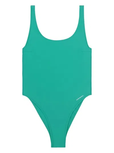 Sporty And Rich Carla Logo-print Swimsuit In Green