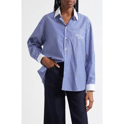 Sporty And Rich Sporty & Rich Carlyle Script Oversize Button-up Shirt