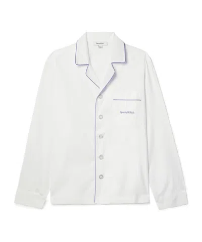 Sporty And Rich Carter Embroidered Shirt With Piping In White