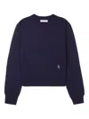 Sporty And Rich Womens Ivy Embroidered-branding Cashmere-wool Blend Knit Jumper Navy In Blue