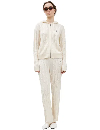 Sporty And Rich Cashmere Knit Hoodie In Beige