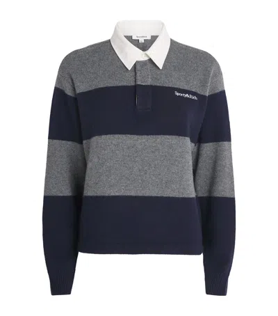Sporty And Rich Cashmere-wool Rugby Polo Sweater In Multi