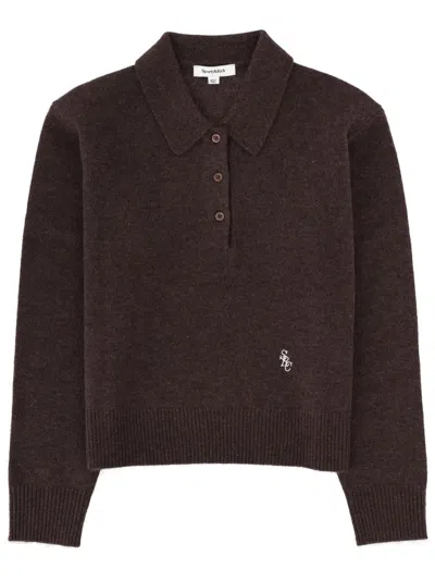 Sporty And Rich Sporty & Rich Cashmere-blend Polo Shirt In Brown