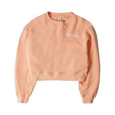Pre-owned Sporty And Rich Sporty & Rich Chest Logo Print Cropped Sweatshirt 'peach/white' | Orange | Women's Size M