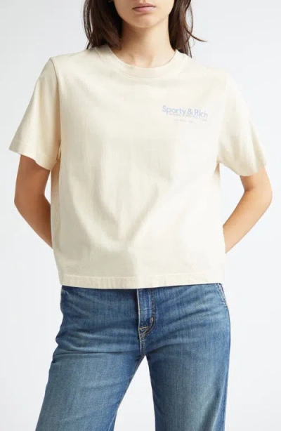 Sporty And Rich Womens Cream Club Logo-embroidered Cotton-jersey T-shirt