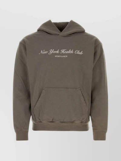 Sporty And Rich Club Sweatshirt With Hood And Front Pocket In Green