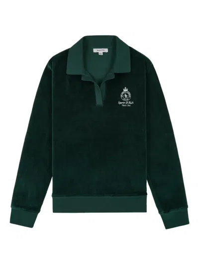 Sporty And Rich Collared Long-sleeve Sweater In Green