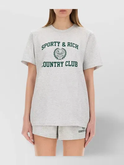 Sporty And Rich College Crew Neck Graphic Print T-shirt In Grey