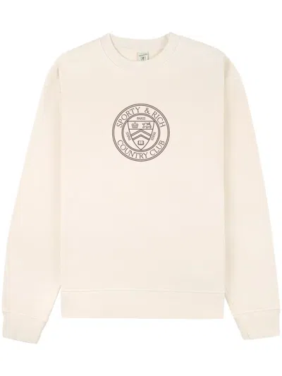 Sporty And Rich Connecticut Crest Cotton Sweatshirt In Neutrals